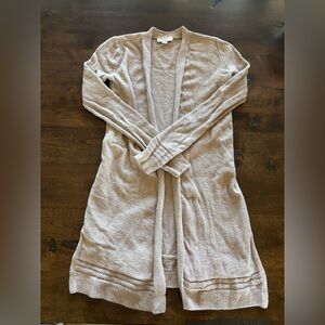 LOFT Blush-Taupe Open-Front Long Cardigan